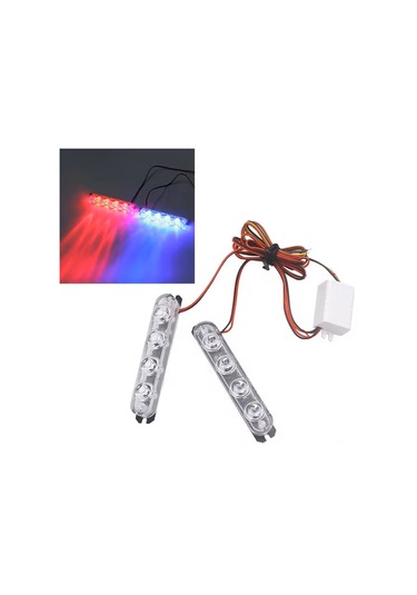 Singree Acil Durum Led Işık Barı - Kırmızı Mavi Yanıp Sönen 4 Led'li Motor Ve Araçlar İçin