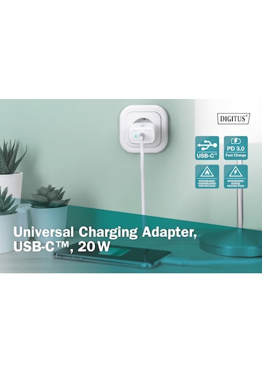 Digitus DA-10196 20 W Pd 3.0 Sb-c Şarj Adaptörü Beyaz