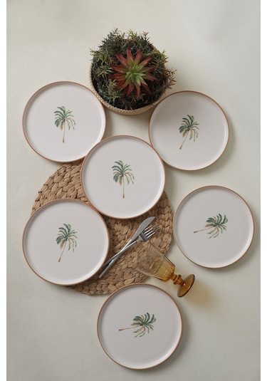 Keramika Bronze Palmiye Nordic Pasta Tabağı 22 Cm 6 Adet 22901 Çok Renkli