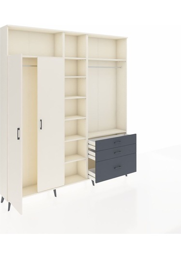 Arges Dolap 9 Raflı 3 Çekmeceli 2 Askılı 220x30x243 Aytaşı-aytaşı/antrasit Aytası/antrasıt