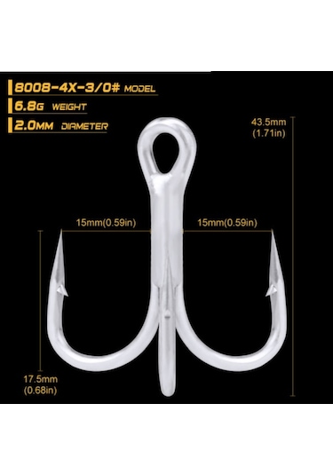 MSO VIP Kalite 3 Kollu 2X & 4X Yüksek Karbonu Olta Balık İğne