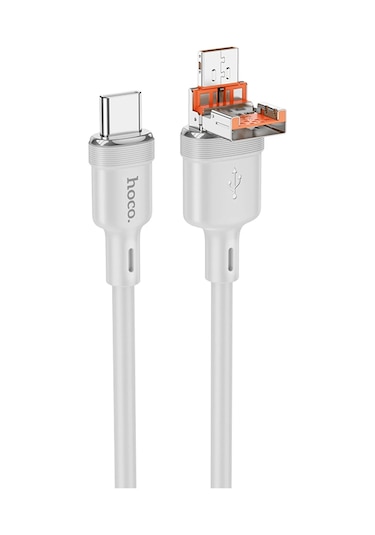 Hoco. U131 1.2m 2in1 Usb Ve Type-c To Type-c Şarj Data Kablosu - Gri