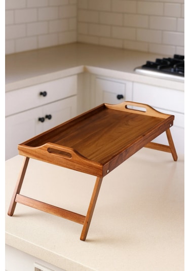 Akasya Keyif Tepsi Katlanır Ayaklı Yatak Koltuk Tepsisi Klasik -