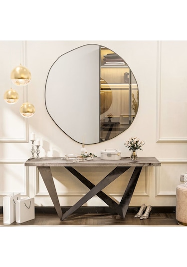 Asimetrik Ayna, Dekoratif Ayna, Duvar Aynası 70 X 70 Siyah