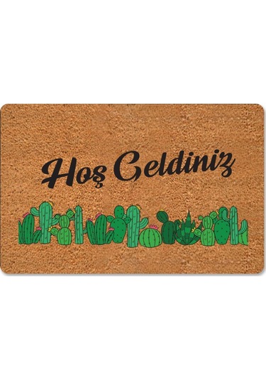 Renkli Kaktüsler Temalı Coco Görünümlü Dekoratif Kapı Önü Ve Iç Mekan Paspası Yıkanabilir Nem Alıcı Bebek Mavisi