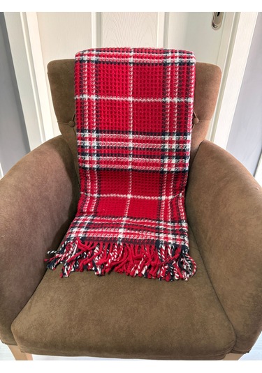 Oxford Scotch Diz Üstü Battaniye Kırmızı Kırmızı