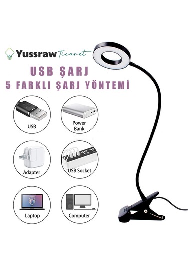 Çok Fonksiyonlu Akrobat Masa Lambası Şiddeti Ayarlanabilir 3 Farklı Işık Rengi Siyah G