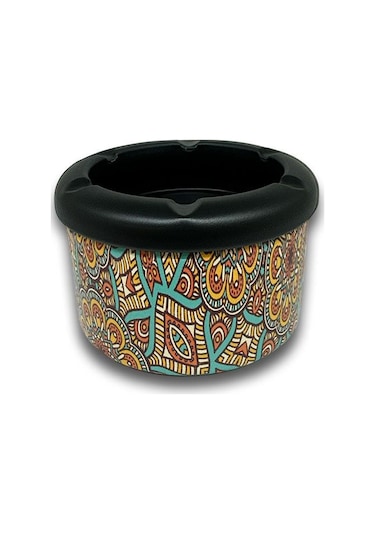 Mandala Desen Metal Mini Sigara Küllüğü Turkuaz 8cm
