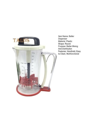 Pazly 900ml Ölçüm Hamur Dağıtıcı Cupcake Waffle Muffin Mix Krep Kek Ayırıcı Şeffaf