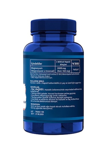 Ncs Magnezyum Magnesium L-Threonate Vejeteryan  90 Bitkisel Kapsül