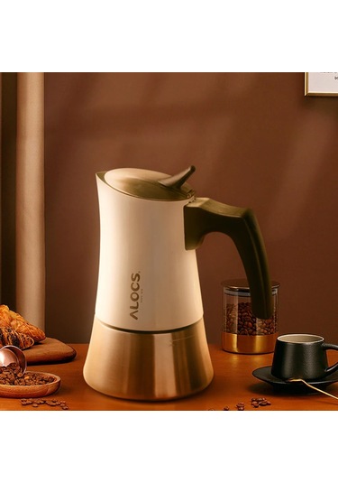 Alocs Taşınabilir Mocha Pot 450 Ml 9 Cup Beyaz