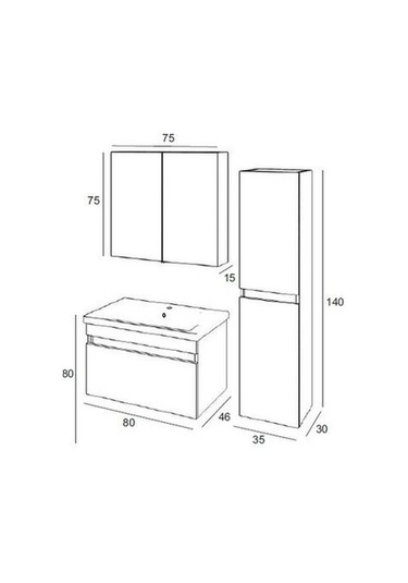 Denko More 80 Cm Mdf Banyo Dolabı Takımı Çok Renkli