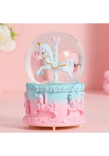 Atlı Karınca Unicorn Mini Işıklı Kar Küresi Ve Müzik Kutusu