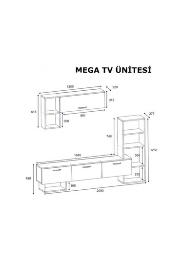 Tv Ünitesi Star Beyaz Mermer Desen
