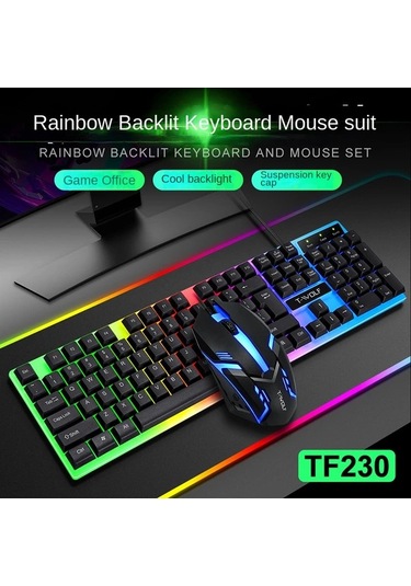 Techbloom T-wolf Thunder Wolf Tf230 White Klavye Ve Fare Seti Aydınlatmalı Oyun Ofis Bilgisayar Kablolu Aksesuar Diğer