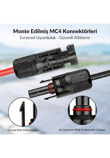 Solar Kablo Seti 6mm² - Mc4 Ve Yüksük Montajlı 5+5 Metre