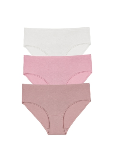 Suwen 3lü Paket Yüksek Bel Slip Külot St0040601a40 Ekru - Vizon - Pembe