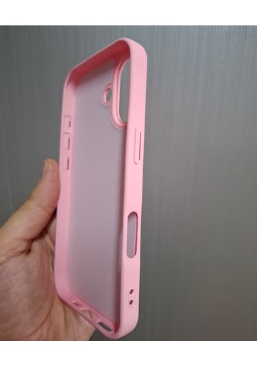 İphone 17 Uyumlu Logolu İçi Kadife Silikon Lansman Kılıf Pembe