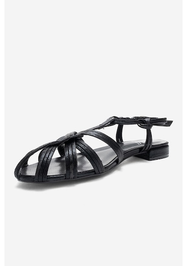Luvishoes Rosse Siyah Simli Kadın Sandalet Siyah