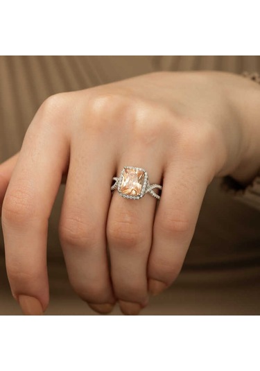 Gümüş Baget Kare Bayan Yüzük (551179913)