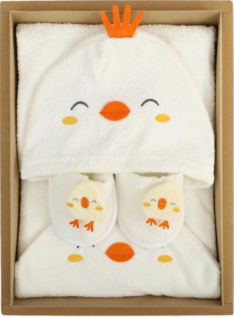 Bebitof Pamuk Civciv Desenli Bebek Bornoz Seti Bbtf.ekr.30038 0 - 3 Yaş