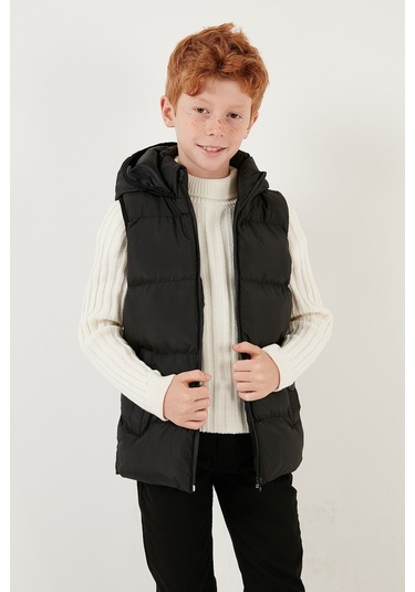 Lela Fermuarlı Kapüşonlu Cepli Şişme Unisex Çocuk Yelek 5761983 Siyah