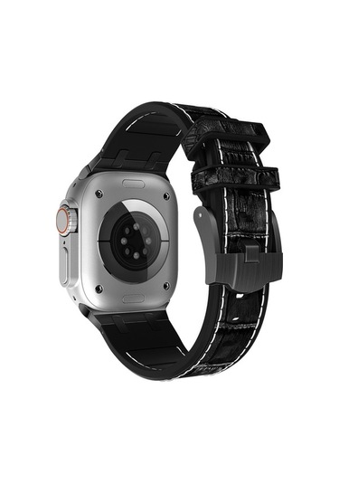 Novahub İos Watch Uyumlu Se 2022 44mm Timsah Dokusu Sıvı Silikon Saat Bandı Siyah Beyaz Siyah, Küçük Boy,/i Siyah Beyaz Siyah