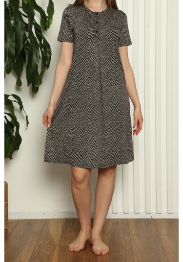 Hamile Tunik Gecelik Kısa Kollu Likralı Viskon SİYAH