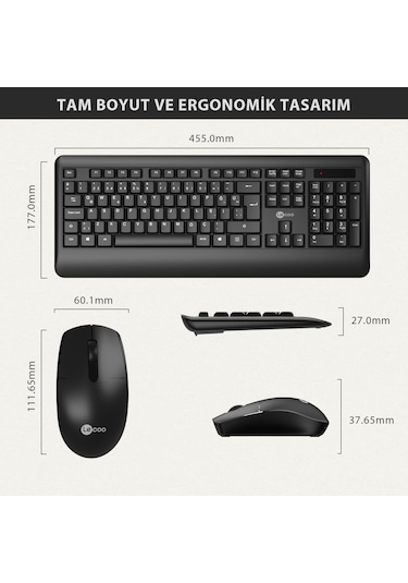 Lecoo KW202 Kablosuz Türkçe Q Klavye & Mouse Set