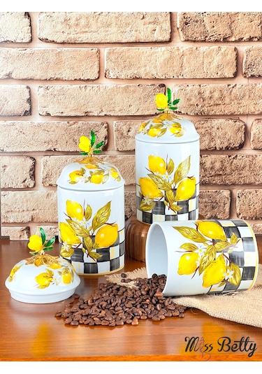 Miss Betty Linda Büyük Porselen Baharat Takımı 3'lü Sarı