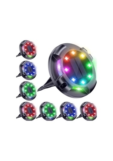 4'lü Solar Panelli Kazıklı Zemin Solar Ledi 8+4 Led Rgb