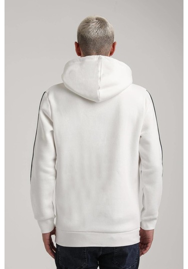 Kapüşonlu Ekru Slim Fit Full-zip Sweatshirt 24fwm64079 Ekru