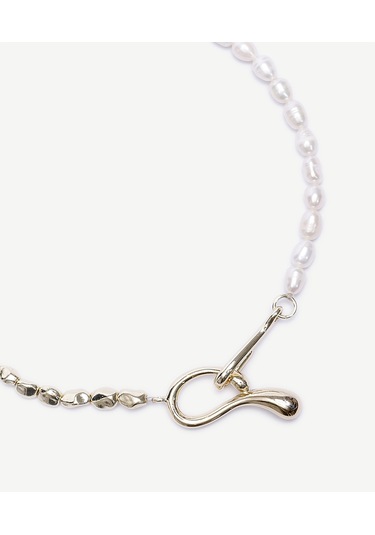 Yargıcı İnci Detaylı Kolye 25kkbj8080x 002 Beyaz