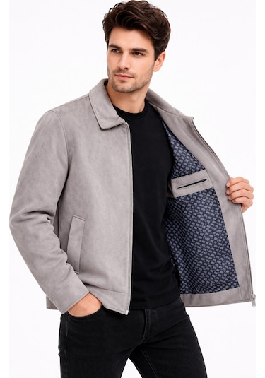 Dynamo Erkek Siyah Regular Fit Mevsimlik Süet Spor Mont Bgl-st05013 Açık Gri