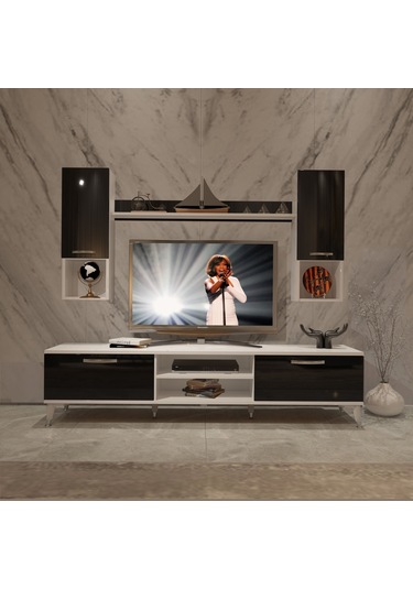 Decoraktiv Eko 5da Mdf Dvd Silver Tv Ünitesi Tv Sehpası Beyaz - Siyah