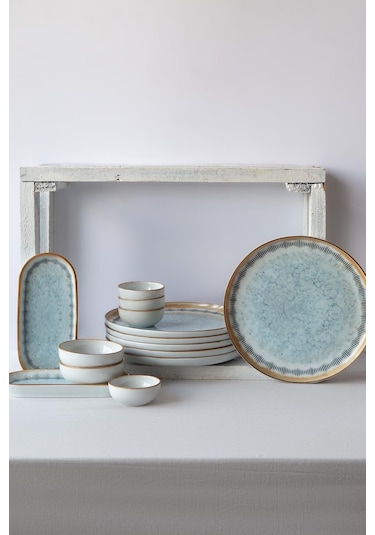 Kütahya Moderna 14 Parça 6 Kişilik Kahvaltı Takımı Seahorse Mavi