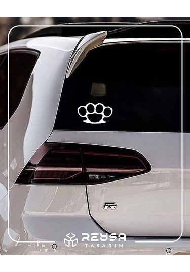 M Şta Araba Sticker 17x17 Cm Beyaz