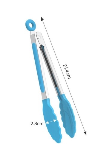 Suofeng Mavi 7 İnç Silikon Uçlu Mutfak Kelepçi - 230 C Isı Dayanıklı, Paslanmaz Çelik, Anti Kayma, Temizliği Kolay, Pişirme Ve Servis İçin Mavi