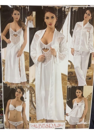 Büşra 8285 8 Li Penye Sabahlık Gecelik Takım Pudra