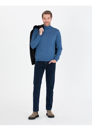 Pierre Cardin Erkek Mavi Triko Kazak 50257313-vr036 Mavi