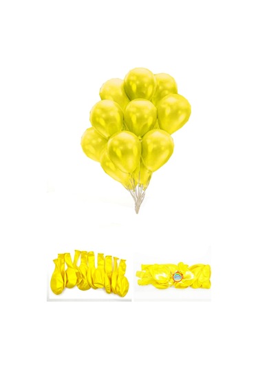 Metalik Parlak Renkli 10'lu Paketli Balon 12 Inç - Sarı