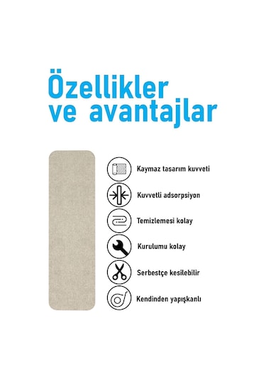 Halifleks Yapışkan Tabanlı Merdiven Basamak Paspası Rip Halı Kaymaz Tabanlı - Bej Null