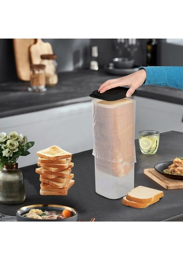 Pazly Kapaklı Hava Geçirmez Ekmek Saklama Kaba Şeffaf Plastik Mutfak Ekmek Kutusu Bpa İçermez, Fda Yok Siyah Siyah