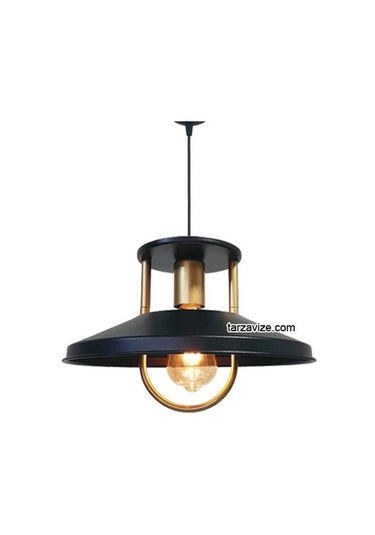 Tarzavize Trt40 Dekoratif Siyah Tekli Retro Modern Sarkıt Avize Siyah
