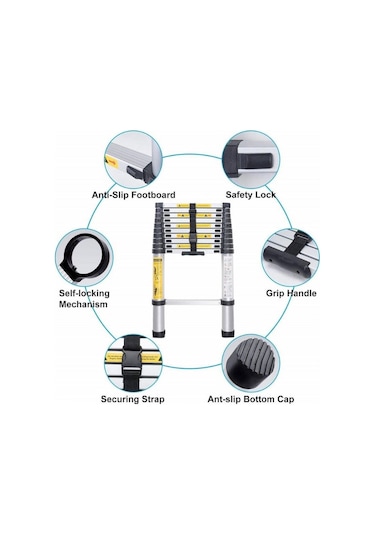 Teleskopik Merdiven 9 Basamaklı Uzayan 2.6 M