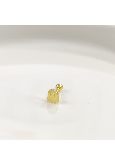 Sevimli Hayalet Gümüş Tragus Pıercıng - Altın Sarı Beyaz