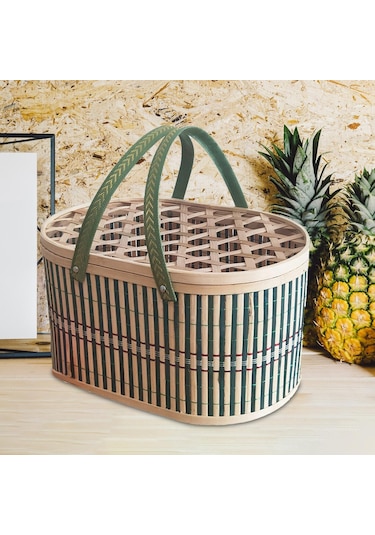 Suntek Bambu Dokuma Meyve Ekmek Kek İçin İçi Boş Sepet