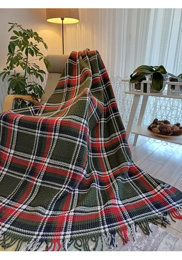 Skoç Battaniye Tek Kişili Kırmız-yeşil Skoç Battaniye