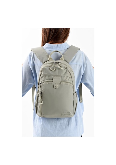 Unisex Sırt Çantası Paraşüt Kumaş Hafif Çok Cepli Yağmur İtici Kumaş 32 22 Cm 571 Collection Bej