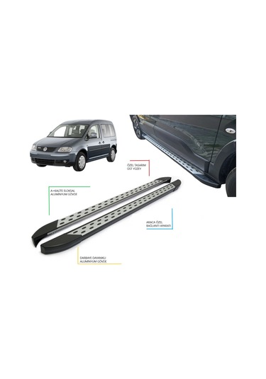 Vlokswagen Caddy Kısa Şase Noktalı Yan Basamak 2004 2005 2006 2007 2008 2009 2010 2011 2012 2013 2014 2015 2016 2017 2018 2019 2020
